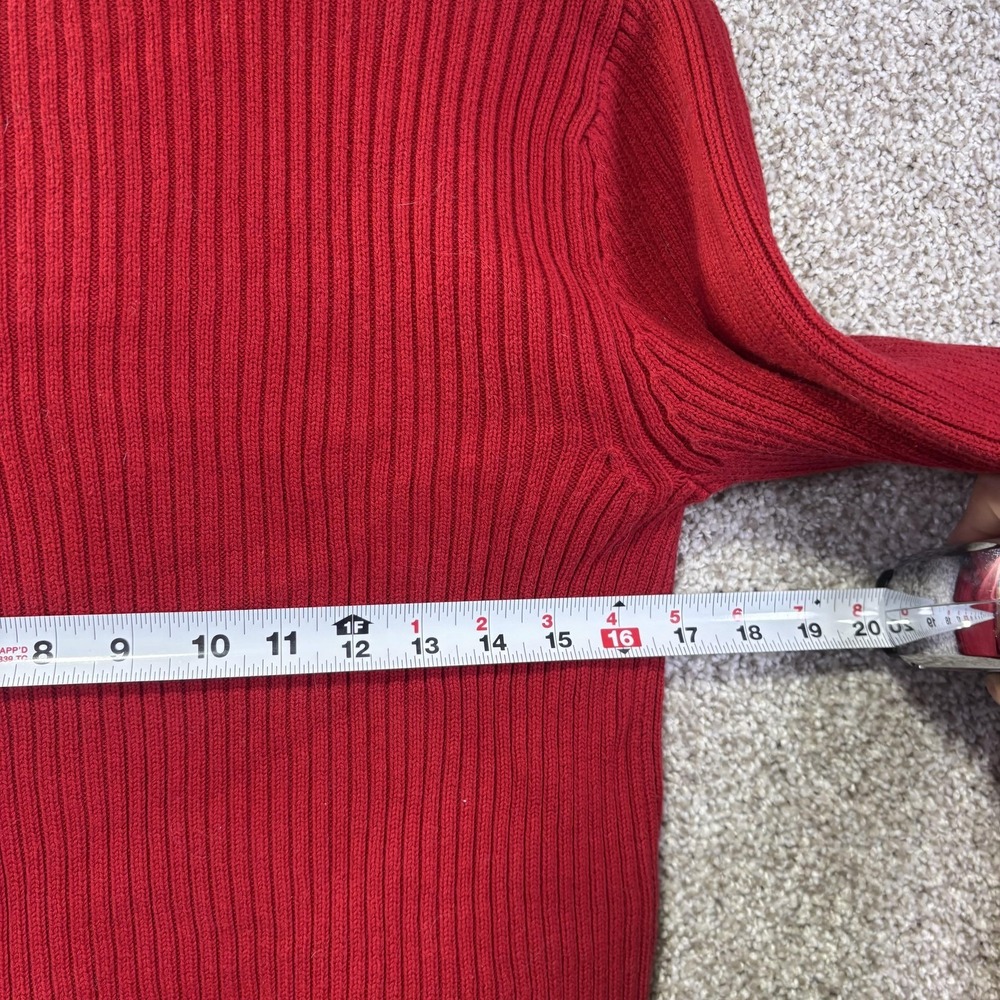 Lauren Ralph Lauren Sweater Womens Large Red Cowl Neck Buckle Rib Knit Pullover - Picture 5 of 6